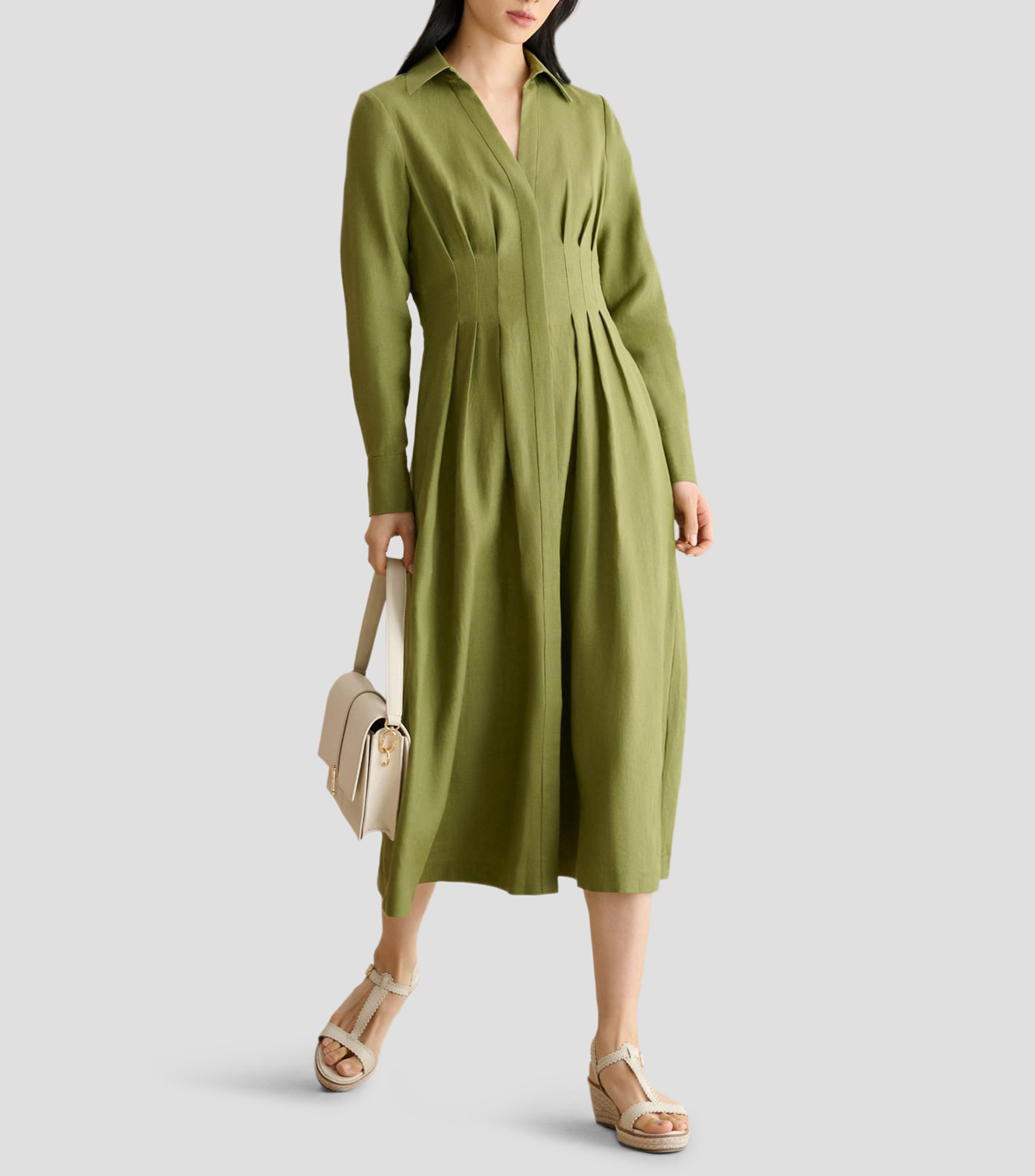 Vestido midi liso Mujer